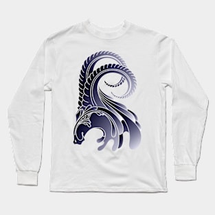 Decorative Ram Animal Head Side Profile Illustration Long Sleeve T-Shirt